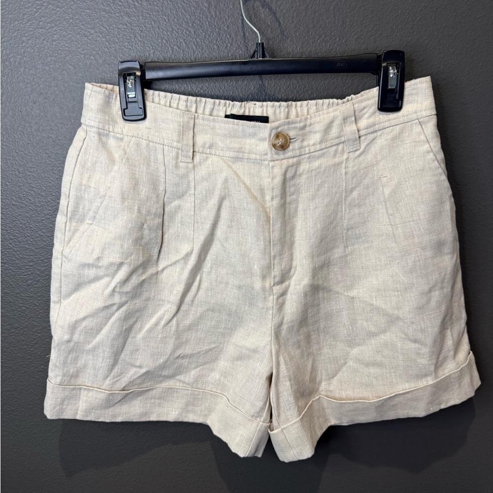 Sanctuary Cream Tailored Linen-Blend Shorts